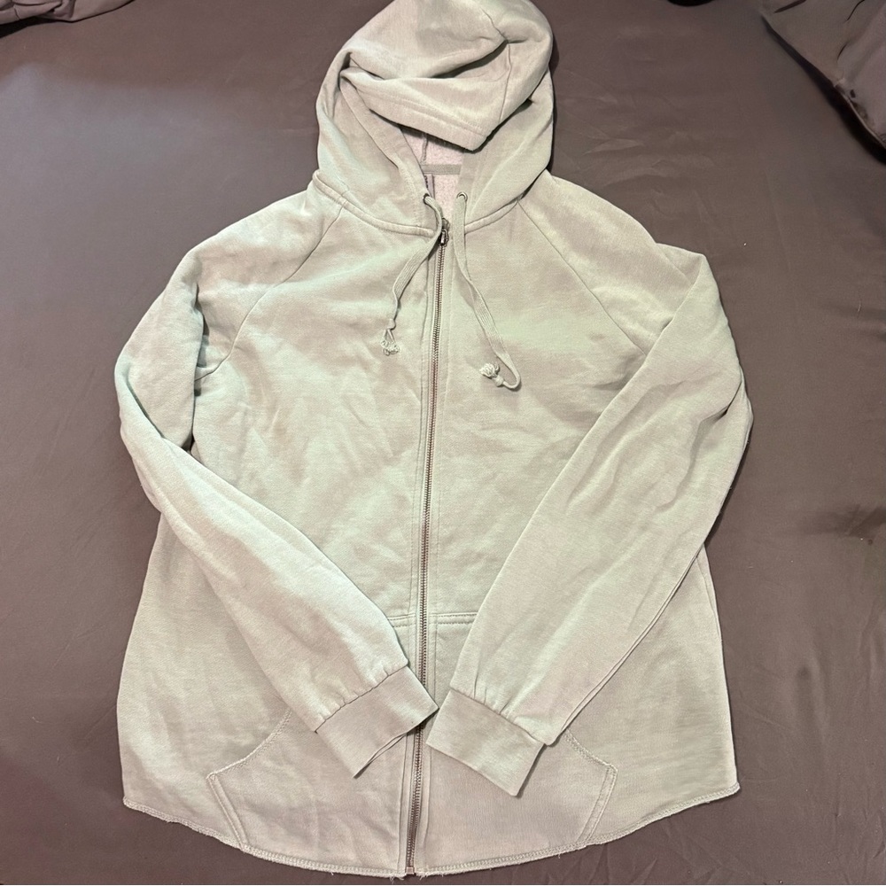 Women's Casual Sage Green Zip-Up Hoodie